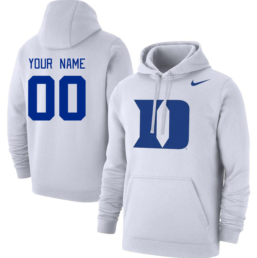 Custom Duke Blue Devils Name And Number College Hoodie-White - Click Image to Close
